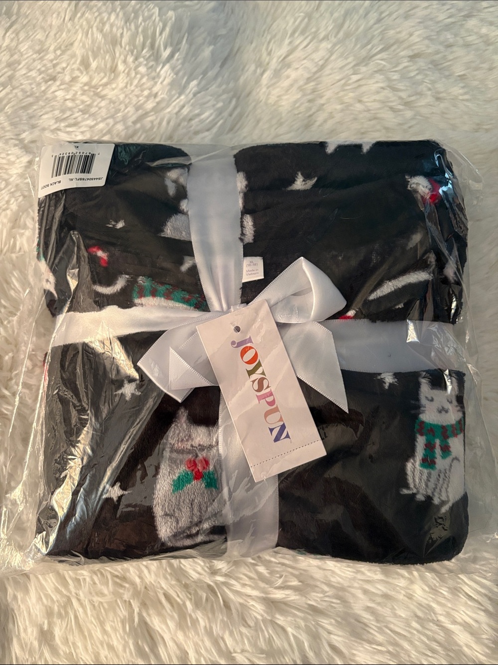 JOYSPUN Black Holiday Cat & Stars Plush JP Set Women Size XL - Picture 5 of 6